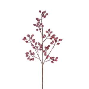24" CRANBERRY METALLIC GLITTER BERRY STEM