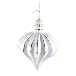 7" WHITE/ PLATINUM MATTE ONION ORNAMENT