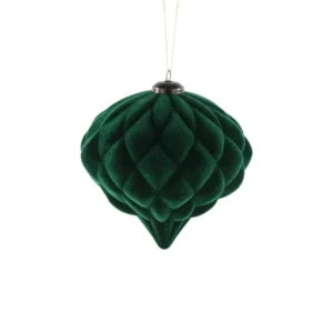 6″ DARK GREEN VELVET ONION ORNAMENT