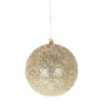 6" CHAMPAGNE/ GOLD BEADED BALL ORNAMENT