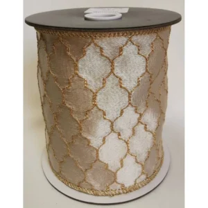 4"x5Y IVORY / GOLD LINK RIBBON