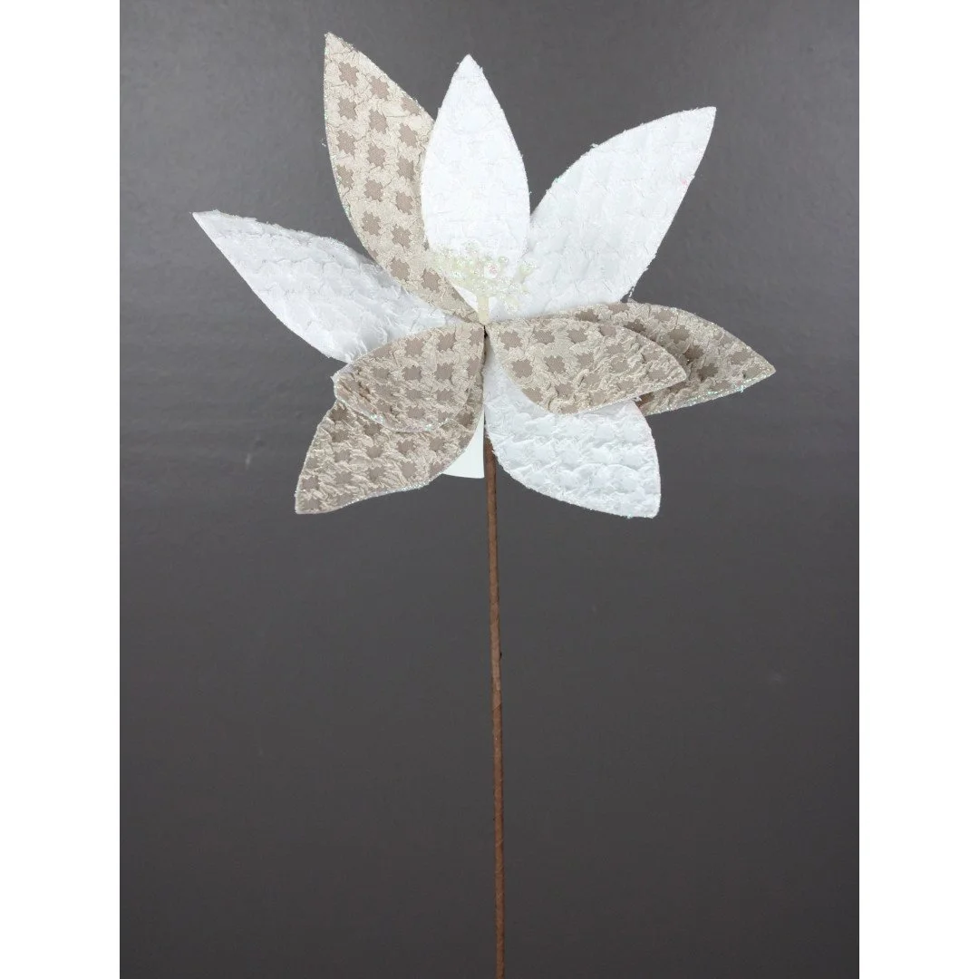19" WHITE/ NATURAL POINSETTIA STEM
