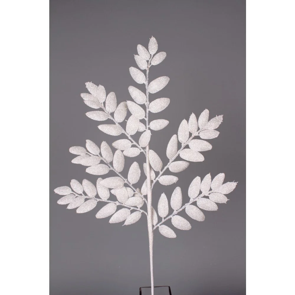 22″ WHITE GLITTER HONEY LOCUST SPRAY