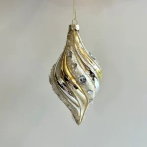 6" SILVER / GOLD GLASS DROP ORNAMENT