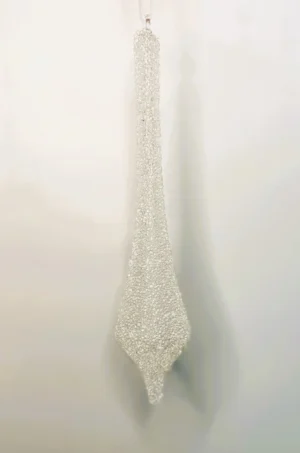9.75" WHITE GLASS BEADED FINIAL ORNAMENT