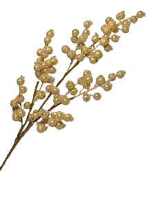 25.5" GOLD BEADED GLITTER BERRY SPRAY