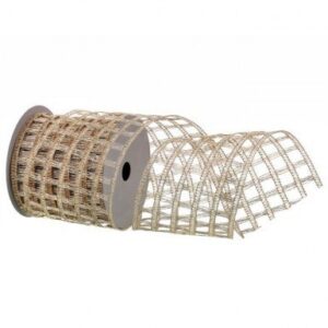 4"X10Y CHAMPAGNE/ GOLD KNITTED METALLIC NET WIRED RIBBON