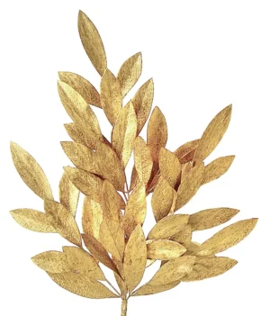 24" GOLD MATTE BAY LEAF SPRAY