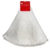 54"D FABRIC WHITE FAUX FUR TREE SKIRT