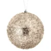 6" CHAMPAGNE ICED METALLIC BALL ORNAMENT