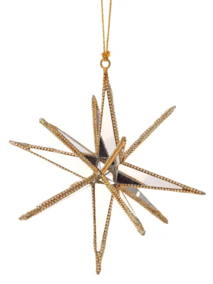 7" CHAMPAGNE GLITTER MIRROR STARDUST ORNAMENT