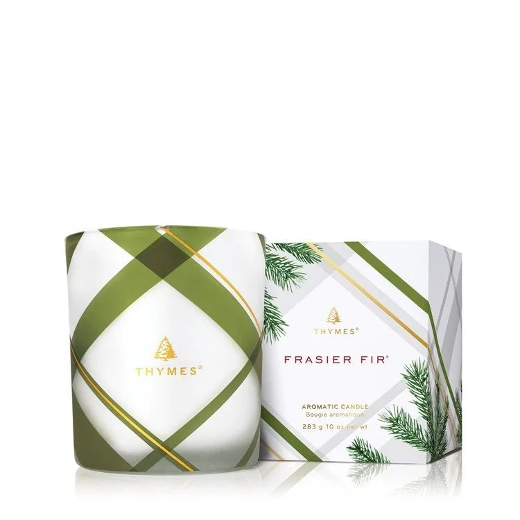 FRASIER FIR FROSTED PLAID MEDIUM CANDLE
