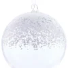 8" SNOWED GLASS BALL ORNAMENT