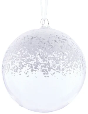 8" SNOWED GLASS BALL ORNAMENT
