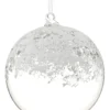 6" SNOWED GLASS BALL ORNAMENT