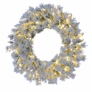 36"D FLOCKED BALSAM LIT WREATH