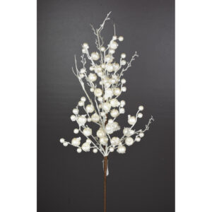 27" IVORY GLITTER POMEGRANTE TWIG SPRAY