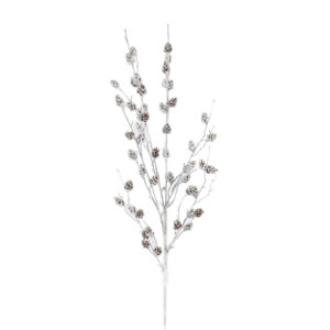 32" NATURAL/ WHITE FAUX BIRCH/ PINECONE SPRAY