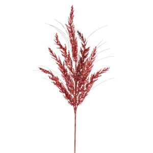 31" RED GLITTER CEDAR GRASS SPRAY
