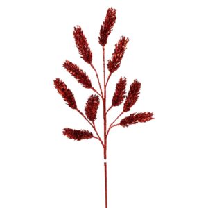 24.5" RED GLITTER PINE SPRAY