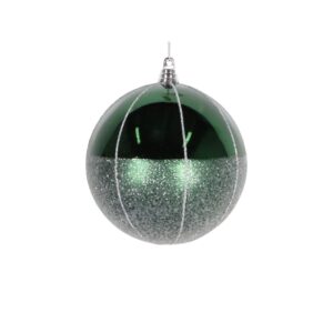 120MM ICED GREEN/ WHITE STRIPE BALL ORNAMENT