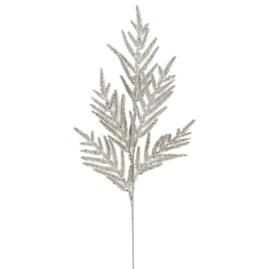 33" PLATINUM GLITTER FERN SPRAY