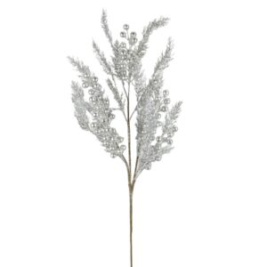 30" PLATINUM/ SILVER GLITTER CEDAR BERRY SPRAY