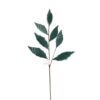 27" GREEN FROST VELVET/ BEADED LEAF SPRAY