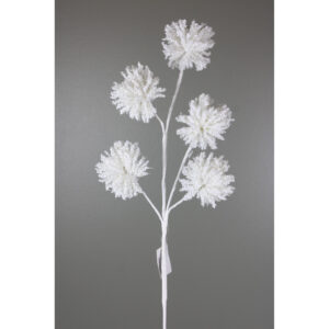 28" WHITE GLITTER POM POM BALL SPRAY