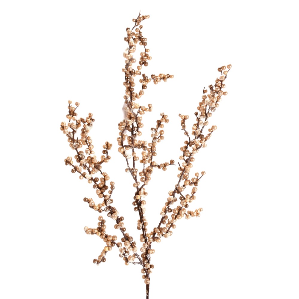 35" SOFT GOLD FROSTED ILEX BERRY SPRAY