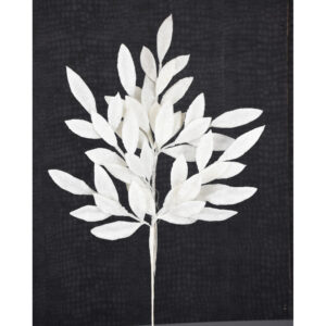 23" WHITE GLITTER BAYLEAF SPRAY
