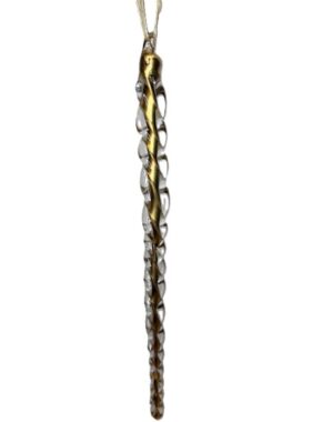 9" GOLD/ CLEAR GLASS ICICLE ORNAMENT