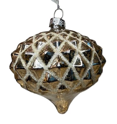 5.5" CHAMPAGNE GOLD GLASS ONION ORNAMENT