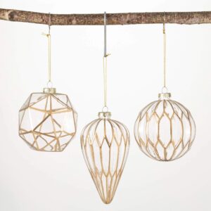 4-6" CLEAR/ GOLD MODERN ORNAMENT