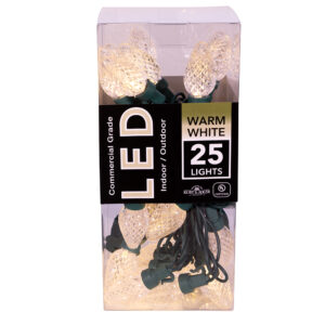 25 LIGHT FACET C7 WARM WHITE LED LIGHT SET WITH GREEN WIRE