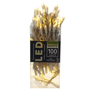 100 LIGHTS 5MM WARM WHITE LED LIGHT SET (WHITE WIRE)