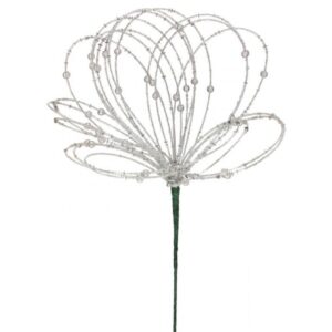 20" SILVER BEADED JEWEL FLOWER BURST STEM
