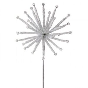 22" WHITE GLITTER STARBURST CRYSTAL STEM