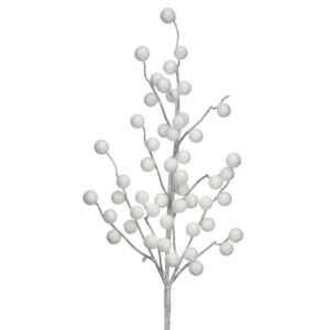 26" WHITE FLOCKED FOREST BERRY SPRAY