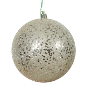 6" CHAMPAGNE SEQUIN BALL-UV DRILLED AND WIRED - BAG OF 4