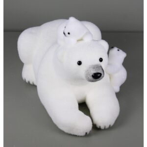 11"Hx18"L WHITE POLAR BEAR WITH CUBS (SMALL)