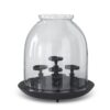 20.25" MATTE BLACK METAL 5 PILLAR CANDLEHOLDER HURRICANE