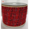 4"x10Y RED/ BURGUNDY WIRED TWEED RIBBON