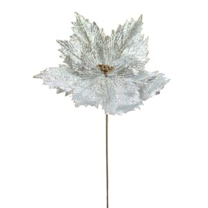 19" SILVER/ CHAMPAGNE GOLD METALLIC POINSETTIA STEM
