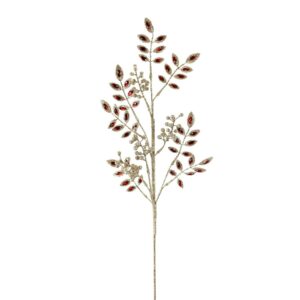 29" RED/CHAMPAGNE JEWEL LEAF BERRY SPRAY