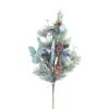 28" BLUE/ GREEN SNOW PINE BERRY & CONE SPRAY