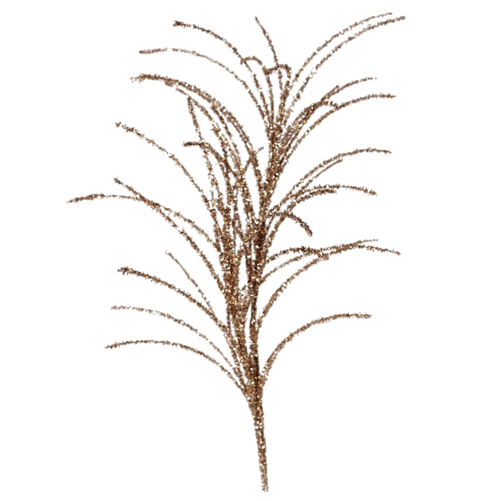 31.5" CHAMPAGNE/ GOLD GLITTER WHISPY PINE SPRAY