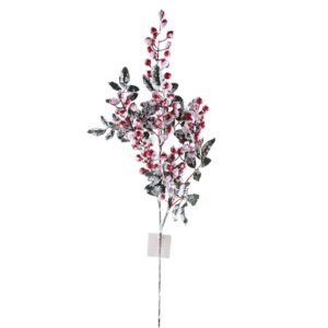 32" RED SNOW BERRY SPRAY WITH LEAVES