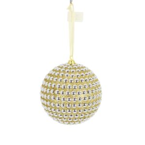 4.75" CHAMPAGNE-GOLD/ SILVER JEWEL BALL ORNAMENT