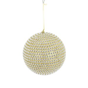 8" CHAMPAGNE-GOLD/ SILVER JEWEL BALL ORNAMENT